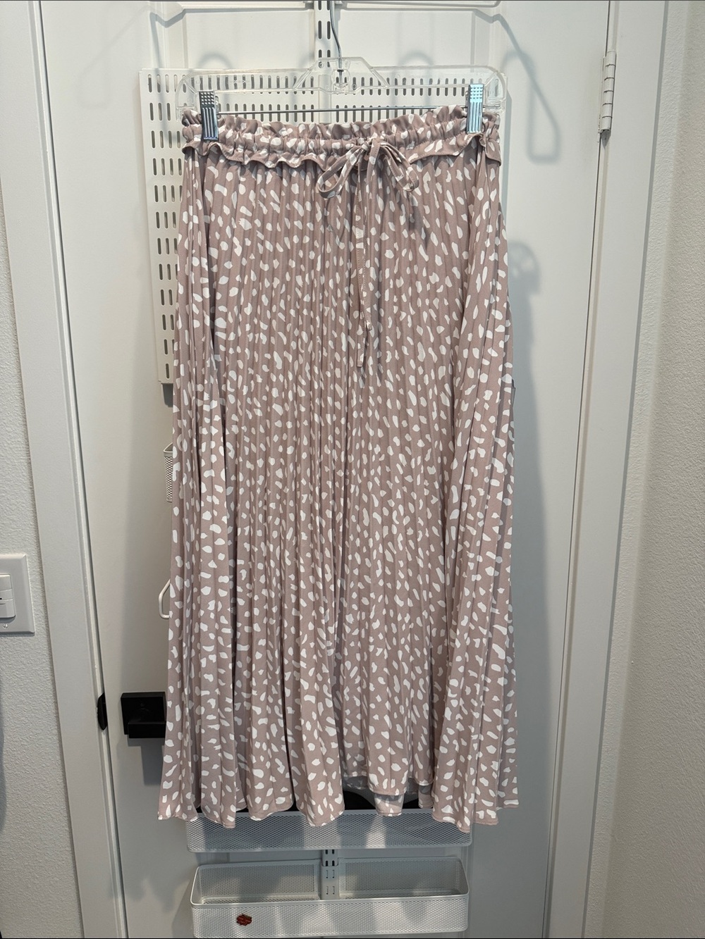 Women's Taupe Maxi Skirt with White Spot Print